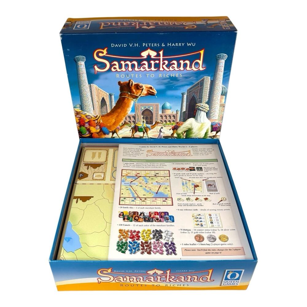 2010 "Samarkand Routes To Riches" Board Game Silk Road Queen Games 100% COMPLETE